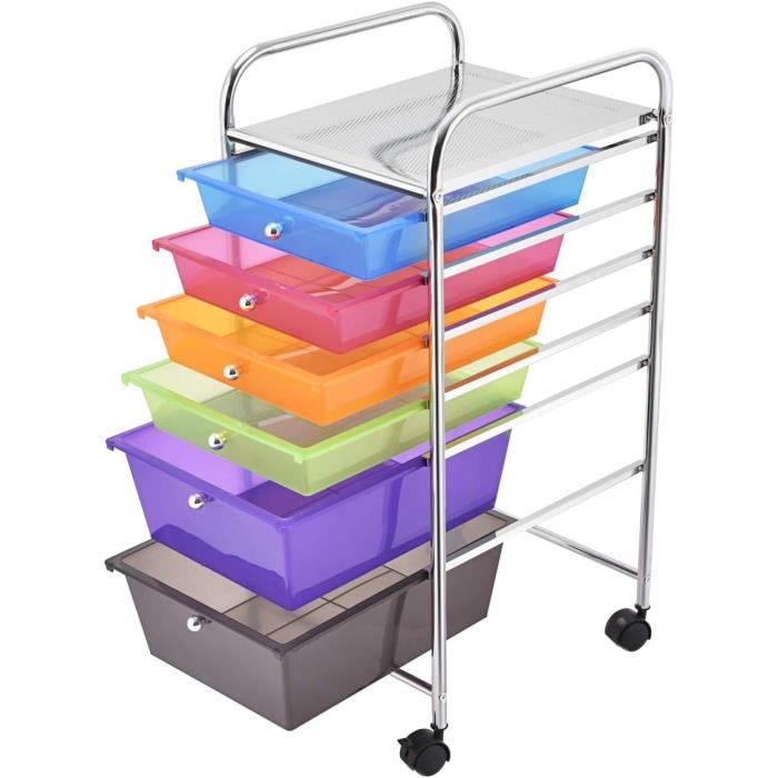 Chariot De Rangement GOPLUS 10 Tiroirs à Roulettes - Tour Organisateur Bureau/Chambre, 37x33x86 Cm Noir