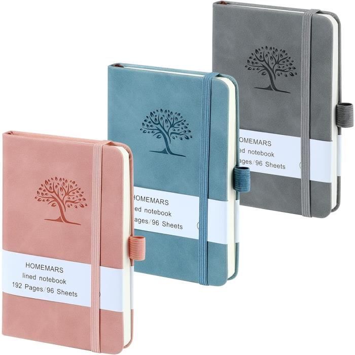 Carnets Notes Cuir Végétalien HOMEMARS - Lot De 3 Format A6 192 Pages