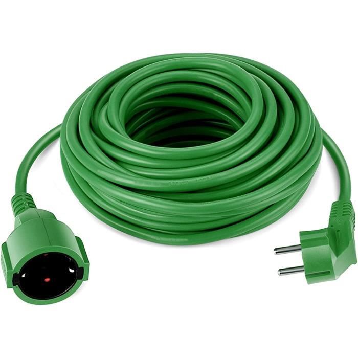 Rallonge électrique Schuko de 10 m - Vert - IP44 - Jusqu'à 3500 W ...
