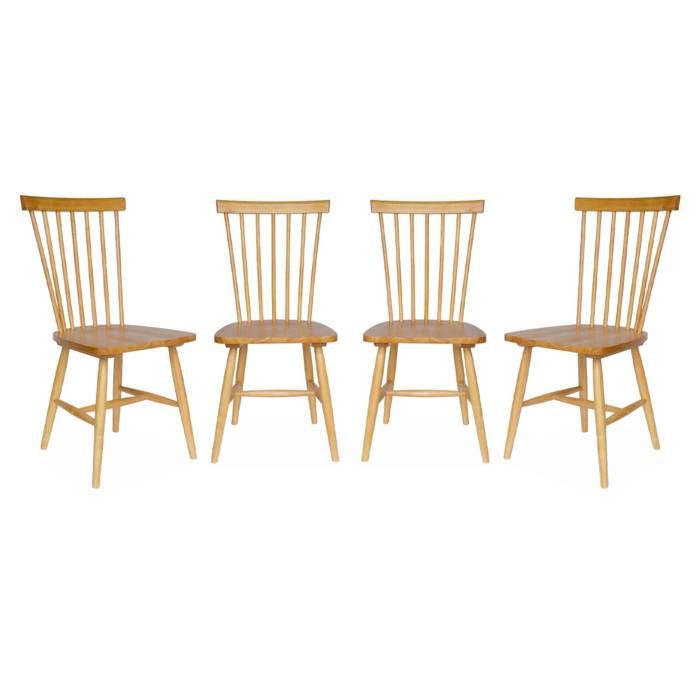 Lot de 4 chaises naturelles à barreaux en bois dhévéa. ROMIE. L 50.8 x P 44.2 x H 90cm Lot de 4 chaises naturelles à barreaux en bois dhévéa. ROMIE. L 50.8 x P 44.2 x H 90cm