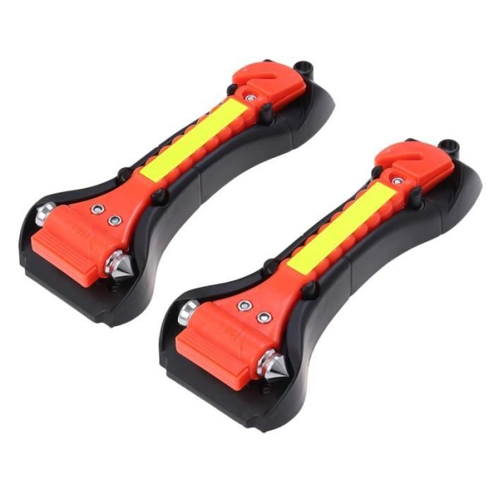 Marteau Brise-vitre Et Coupe-ceinture 2 En 1 - Pour Voiture, Sécurité D'urgence - Rouge Et Noir - 7