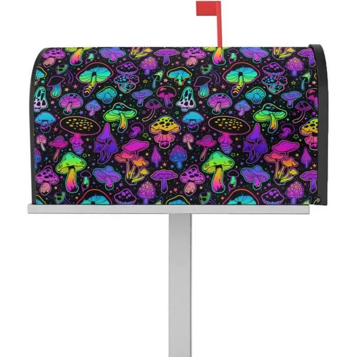 Boîte à Mouchoirs Rectangulaire En Simili Cuir Motif Champignon Arc-en-ciel - 17,6 X 11 X 8 Cm - Déco Pour Salon, Bureau, Voiture