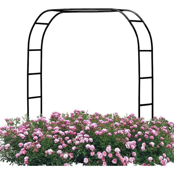 Arche De Jardin En Métal Noir Solide - Treillis Pour Roses Et Plantes Grimpantes 1,2x2,2m à 2x2,3m - Intérieur/Extérieur