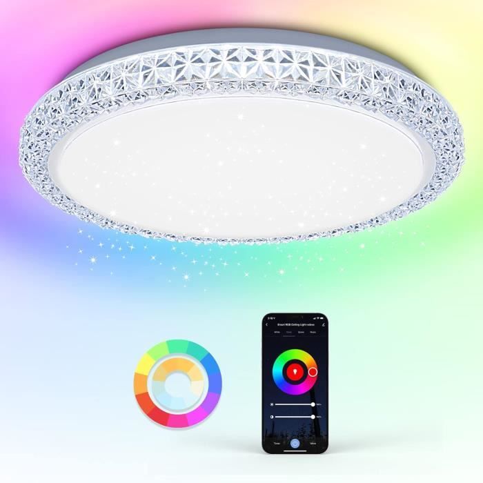 Plafonnier LED Govee RGBIC 30cm - 2400LM - 16M De Couleurs - Intelligent Avec App Et Alexa - Pour Chambre, Salon