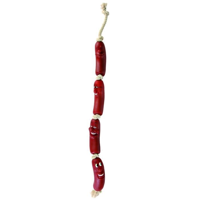 Jouet Snack pour Chien - TRIXIE - Chaîne 4 saucisses - Marron - Petit - Saucisses sur une corde - Extérieur Jouet Snack pour Chien - TRIXIE - Chaîne 4 saucisses - Marron - Petit - Saucisses sur une corde - Extérieur