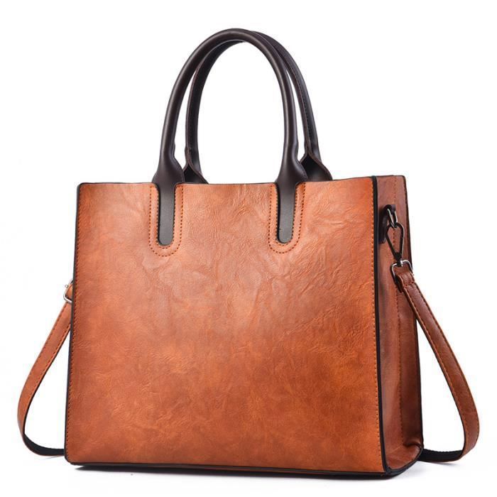 Sac a main femme bandouliere en cuir PU élégant pour le Travail Shopping  Party Voyage - Marron - Achat / Vente Sac a main brown - Cdiscount