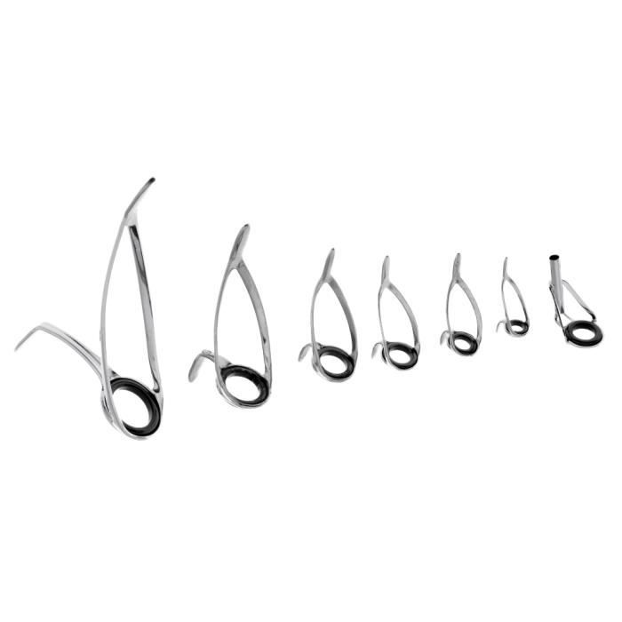7pcs Anneau de Guide Canné à Pêche Connecteur Pointe en Acier