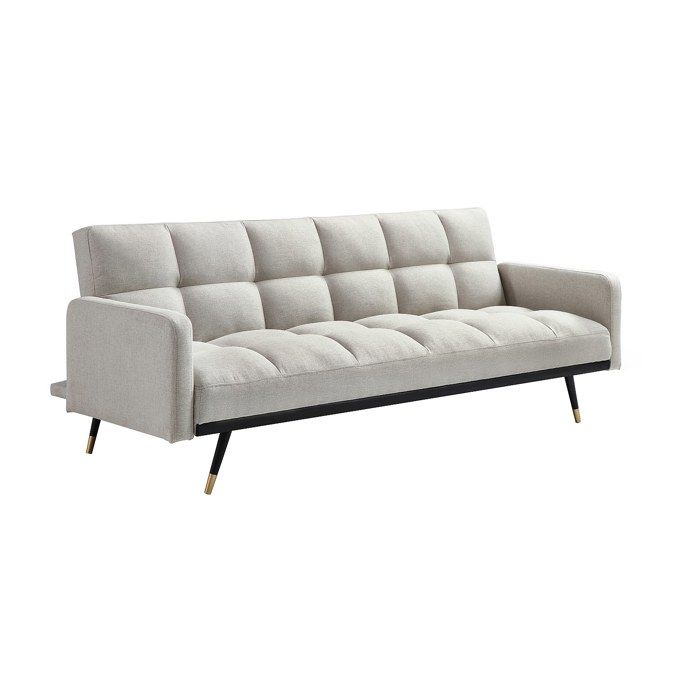Canapé 3 places convertible en tissu beige ROREMA