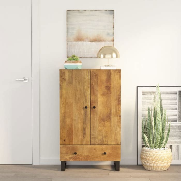 vidaXL Buffet haut avec tiroir 60x33x100cm bois massif manguier et fer 352936