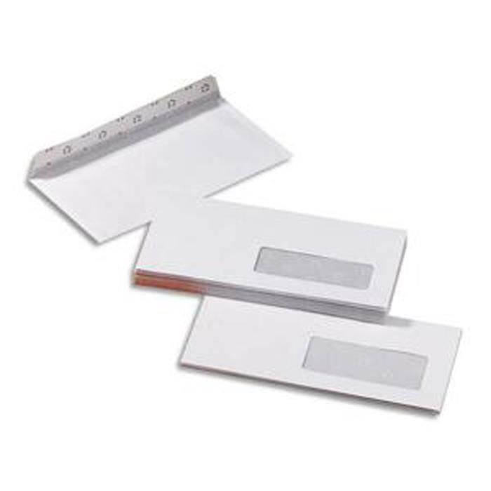 Clairefontaine 10935C - 500 Enveloppes DL 110x220 Mm Avec Fenêtre - Auto-adhésives 90g - Papier Cristal 45x100 - Blanc Intense - Fabriqué En France