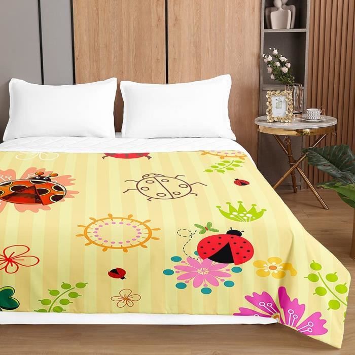 Couvre Lit Matelassée, 3D Réversible Coccinelle Imprimé Doux Microfiber — free download