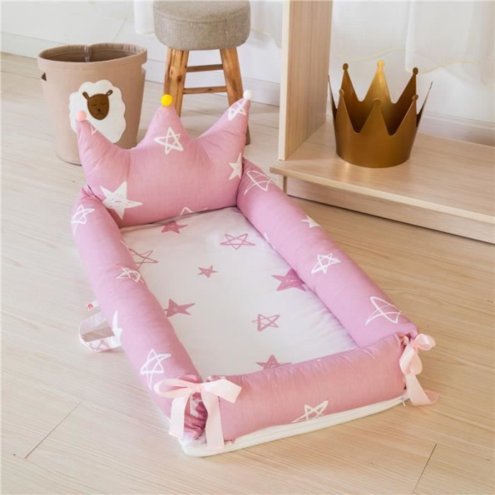 SONARIN Nid D'Ange Portable Bébé - Cocoon Doux Respirant En Coton 100%, Couffin Voyage Nouveau-Né Avec Housse Réversible Lavable, 88 X 53 Cm (Rose-Éléphant)