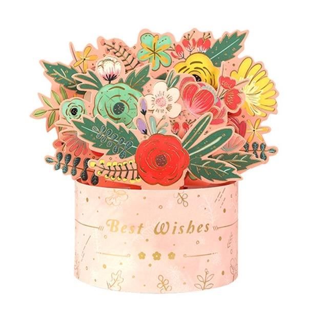 Carte Pop-up De Remerciement, Carte D'appréciation Pour Enseignant Carte De Vux Avec Bouquet De Fleurs Pour La Fete Des Meres Pour Maman Enseignant Grand Mere Papa