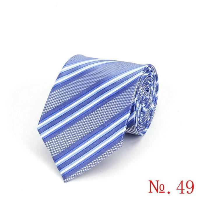 Hot Classique Plaids bleu blanc Jacquard Tissé 100% Soie Hommes Cravate Cravate 