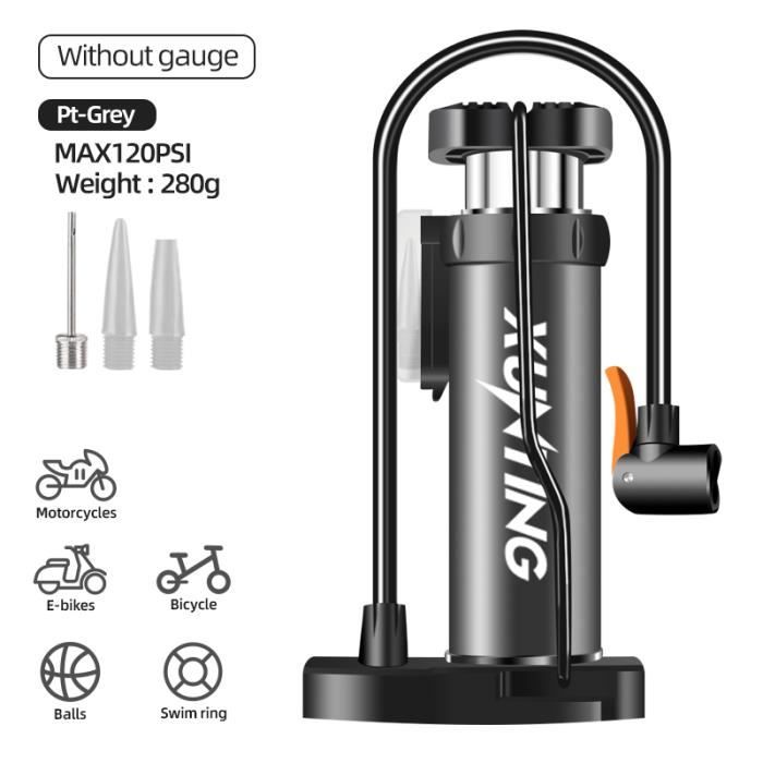 POMPE A VELO,ptgreyMini pompe à pied pour vélo, 140psi Max, avec manomètre haute pression