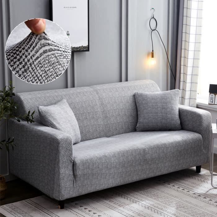 Couverture Noire Canapé 1 2 3 Housse de Salon Extensible 2 Lieux 