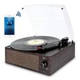 Bluetooth Platine Vinyle, Retro Portable Tourne-Disque à Trois Vitesse 33/45/78 avec Haut-parleurs intégrés, Bois Naturel-1