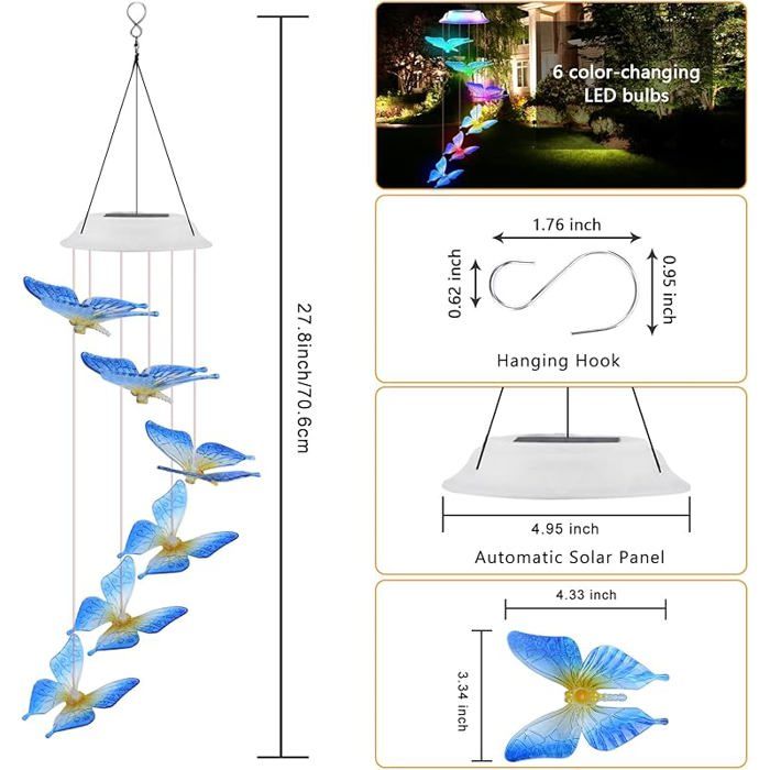 Qunkun – Kit 8 Carillons éoliens Papillon En Bois – Avec Pinceaux Et Corde – Bricolage Créatif – Enfant Dès 3 Ans – Déco Printemps