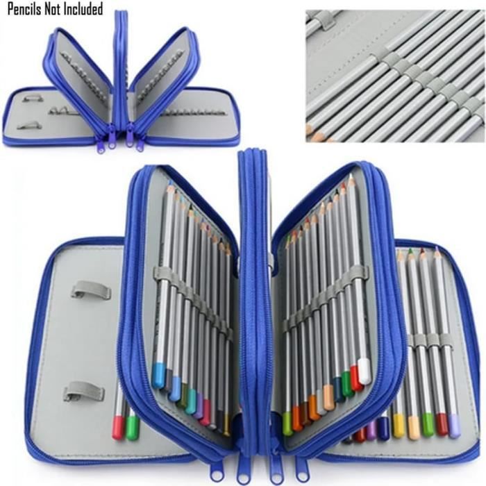 Trousse à Crayons Enroulable Pour 72 Crayons De Couleur - Rangement Organisé Et Portable, En Tissu Avec élastiques (crayons Non Inclus)