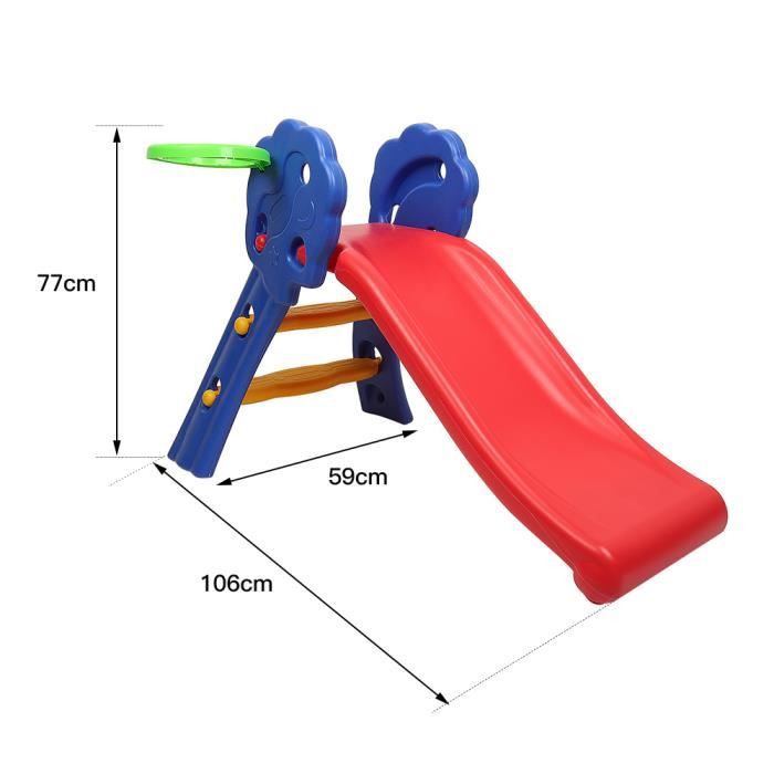 Toboggan Pliable TikTakToo – 175x36x78 Cm – Avec Panier à Balles Et Balle – Intérieur/extérieur – HDPE Robuste – Poids Max 30 Kg