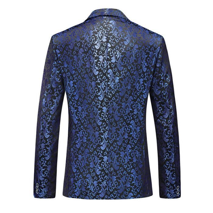 Veste De Costume Homme Mariage Imprime Printemps Et Automne Veste Elegant Col Tailleur Tissu Confortable Bleu Cdiscount Pret a Porter