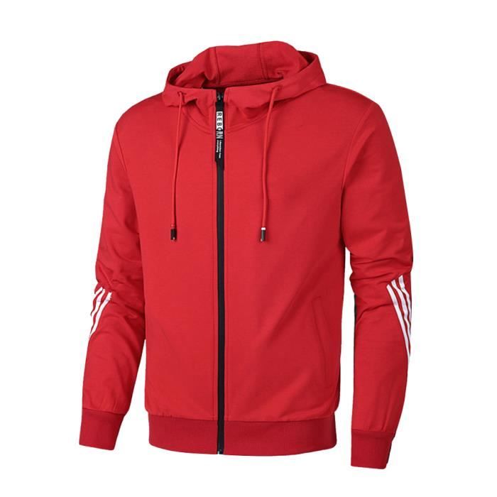 Ensemble de survetement rouge pour homme a manches longues et demi rayures Grande taille Rouge Cdiscount Pret a Porter