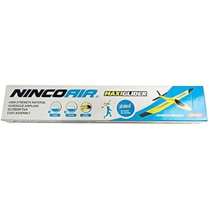 Planeur Maxi Glider NincoAir – Avion à Lancer En EPP, Envergure 85 Cm, Vol Jusqu’à 50 M, Dès 3 Ans