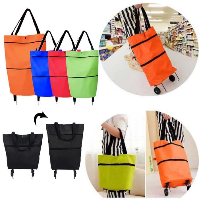 Sac de courses pliable avec roulettes, Caddie sac à roulettes