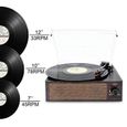 Bluetooth Platine Vinyle, Retro Portable Tourne-Disque à Trois Vitesse 33/45/78 avec Haut-parleurs intégrés, Bois Naturel-2