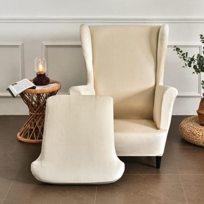 Housse Extensible Pour Fauteuil à Oreilles - Lot De 2 Pièces (dossier + Coussin), Polyester/élasthanne | Protection Anti-taches, Lavable Machine - 4