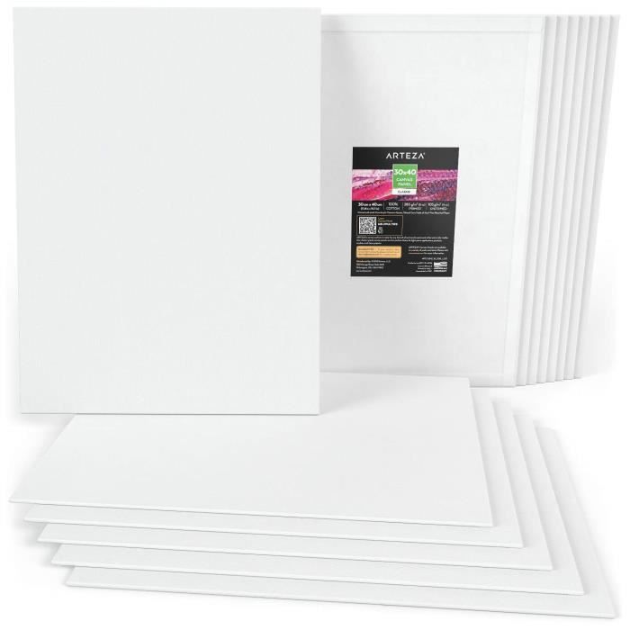 ARTEZA Toiles à Peindre Coton Entoilé 14 Panneaux 30x40 cm (280GSM) de Toile Blanche Grand