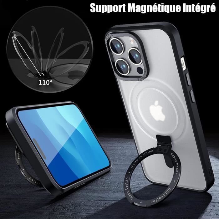 Coque pour iPhone 15 Pro Max, Antichoc Anti-Rayures Rigide avec Support  Magnétique Rotatif Noir - Cdiscount Téléphonie