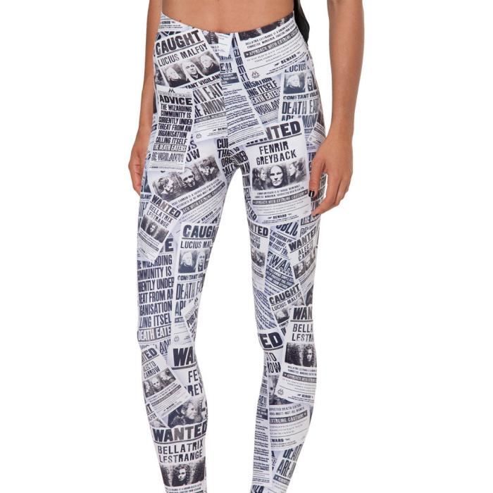 Femme Leggings Pant Mode Le journal anglais Style decontracte jambe Skinny crayon Pieds de pantalon extensible Casual trousers Blanc Cdiscount Pret a Porter