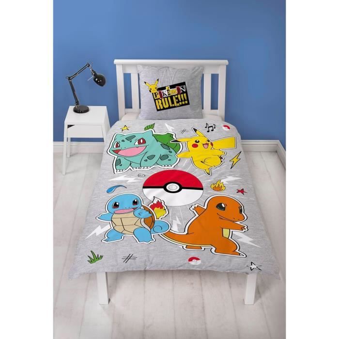 Pokémon - Parure de Lit Enfant Coton Pikachu High Voltage - Housse de  Couette 140x200 Taie d'Oreiller 63x63 cm au meilleur prix