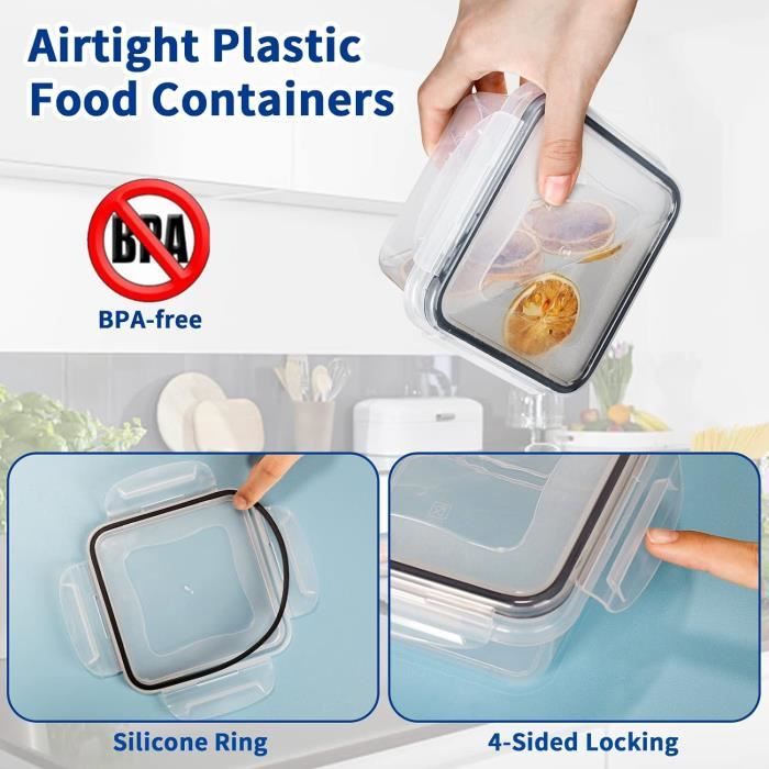 Boite Frigo Conservation Alimentaire Plastique Empilable ( Lot de 15 )  Rectangle 5 Pièces Couleurs Assorties - Cdiscount Maison
