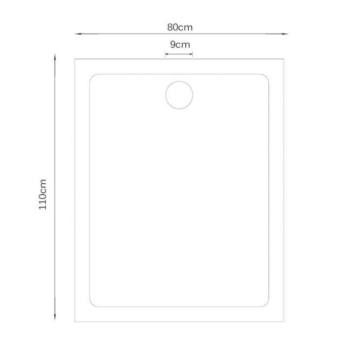 TMISHION Receveur de douche rectangulaire ABS Noir 80x100 cm