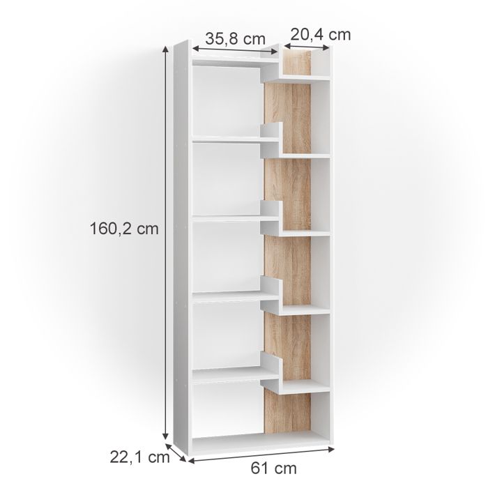 Bibliothèque Vicco Fico Blanche – 6 Niveaux – étagère Sur Pied Ou Séparateur De Pièce
