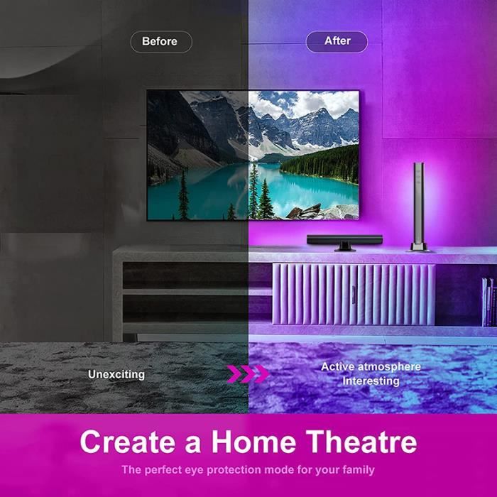 MOZC Lot De 2 Barres LED Smart Gaming RGB – Sync Music, App, Télécommande – Rétroéclairage TV