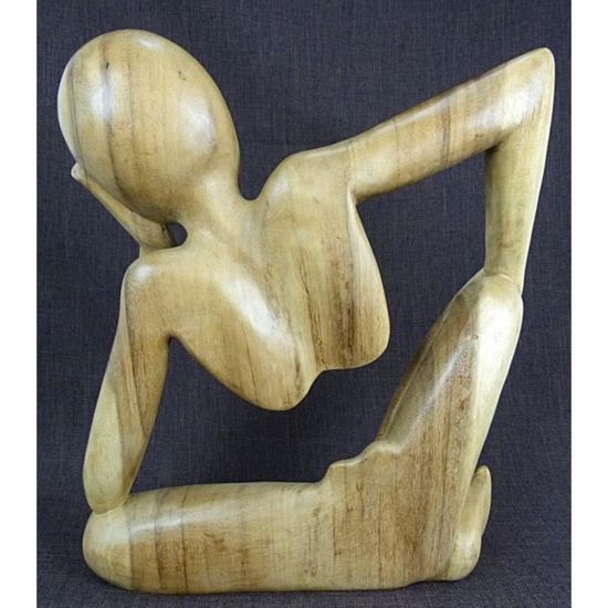 Artisanal Statue Tortue de Terre XL 40cm Sculpture sur Bois