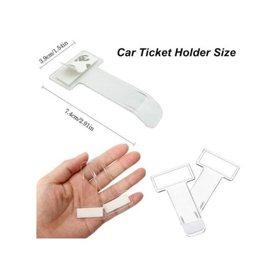 Pour ticket de parking 2 clips transparents avec coussinets adhésifs pour pare-brise de voiture permis 