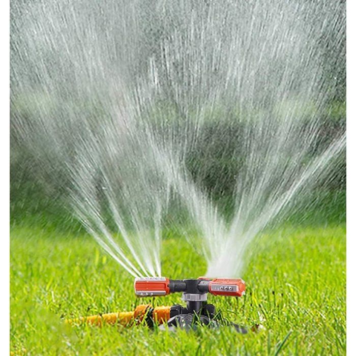 Relaxdays Arroseur à Pulsations, Asperseur Pour Gazon, Portée 14 M, Tourniquet Rotatif 360