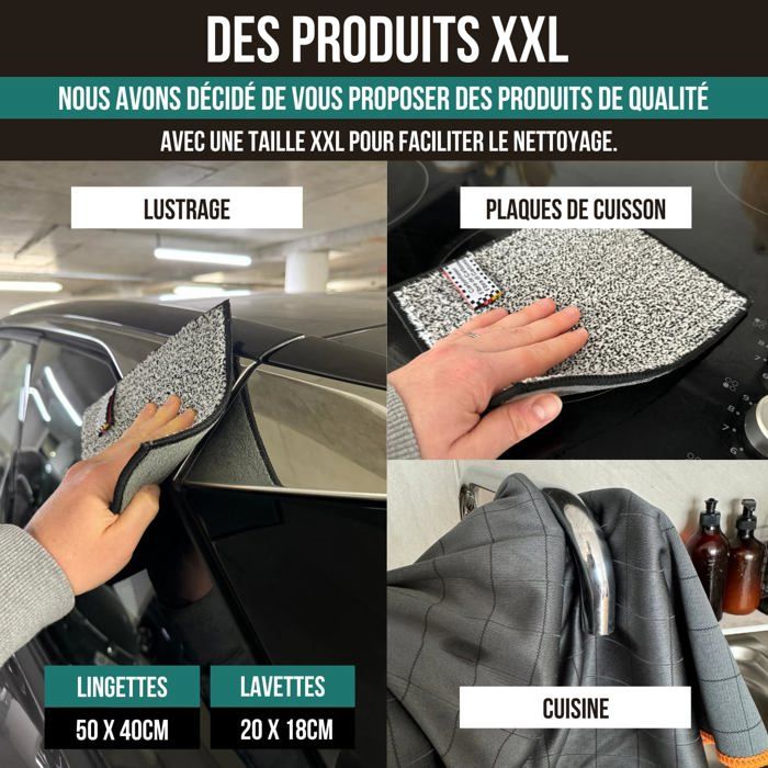 Chiffons Microfibre Total Clean Miro France - Lot De 3 - 40x60 Cm - Ultra Absorbants, Non Pelucheux - Pour Maison, Voiture