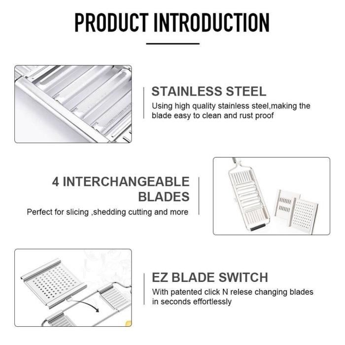 Râpe à légumes 4 en 1 en plastique + acier inoxydable,4 lames,éplucheur de  pommes de terre,carottes et concombres[C438078368]