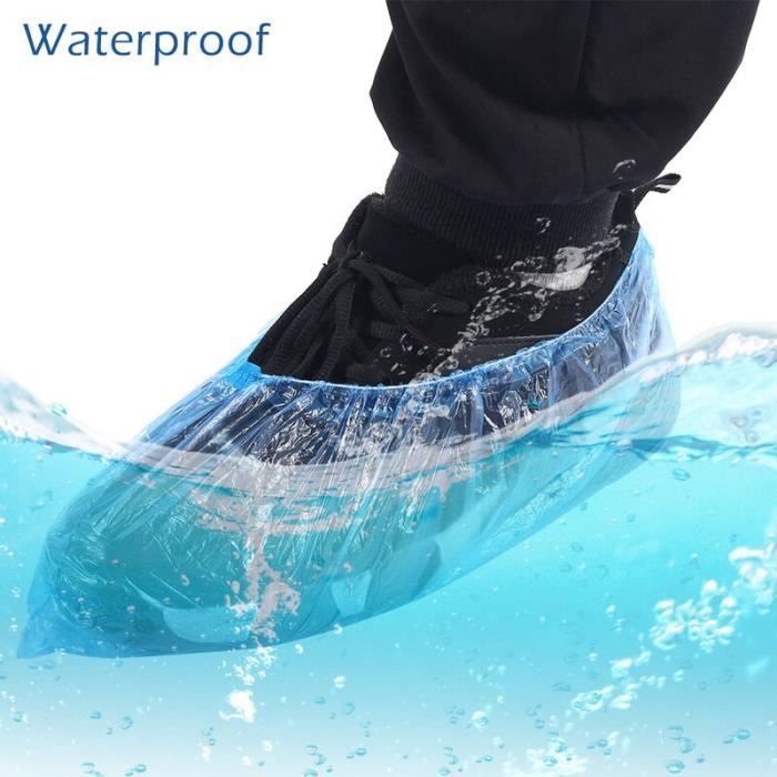 Chaussures,Couvre chaussures imperméable jetable, protection plastique pour  sol, tapis de jour de pluie, nettoyage ép - Type Bleu