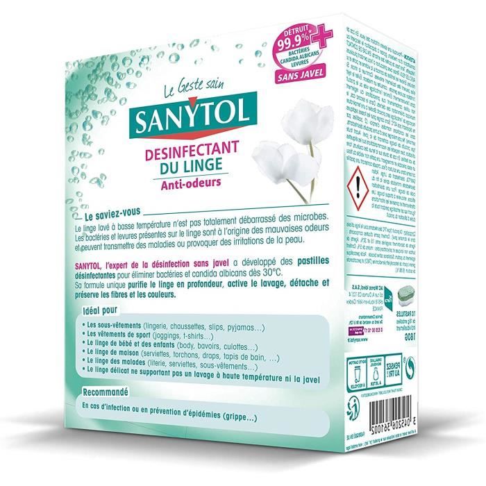 Sanytol Desinfectant Linge anti-odeurs Tablettes x 10 - lot de 2