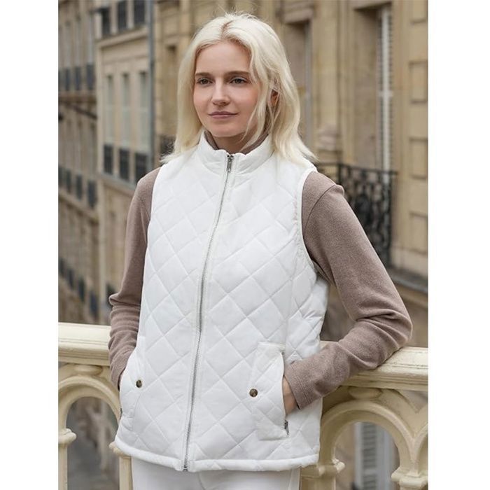 Gilet Femme Oversize Rose Bébé à Capuche Matelassé - Sans Manches - Marque A2Z