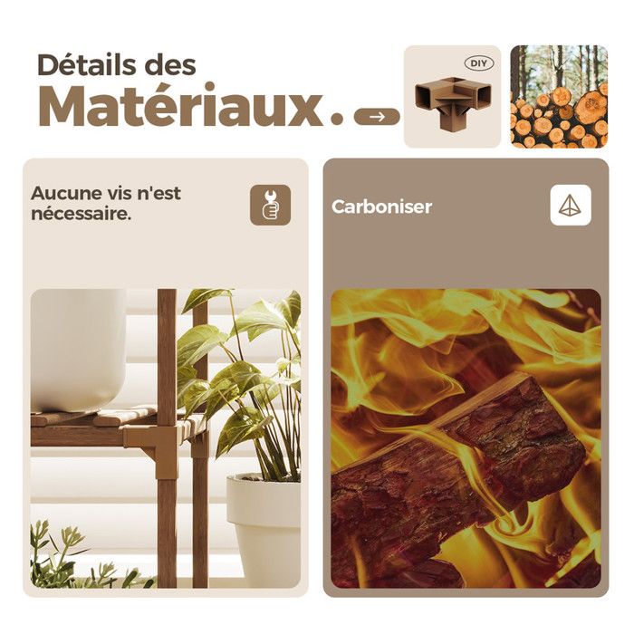 Support Pour Plantes Bamworld 4 Niveaux - Métal Noir - Porte Plantes Intérieur/Extérieur - 5 Pots Inclus