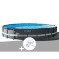 Kit piscine tubulaire Intex Ultra XTR Frame ronde 7,32 x 1,32 m + Kit d'entretien Gris Foncé-0