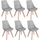 H.J WEDOO HJ Lot de 6 chaises de salle à manger design contemporain scandinave-Gris clair