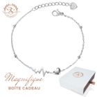 Bracelet femme gourmette Battement de Cœur Baigné dans l’OR Blanc. Boîte cadeau offerte. Idée cadeau femme, fille, maman. 2SPLENDID®